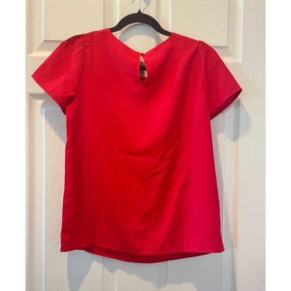 J. Crew Factory Wm's Red Short-Sleeve Crepe Top Sz XS #644 - Picture 4 of 4